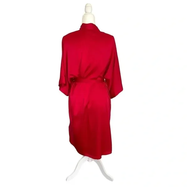 Victoria's Secret Red Satin Kimono Belted Robe - Image 4