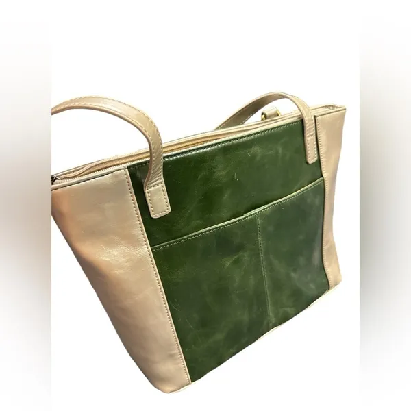 Aurielle Leather Silver & Green Purse Bag‎ Tote - Image 3