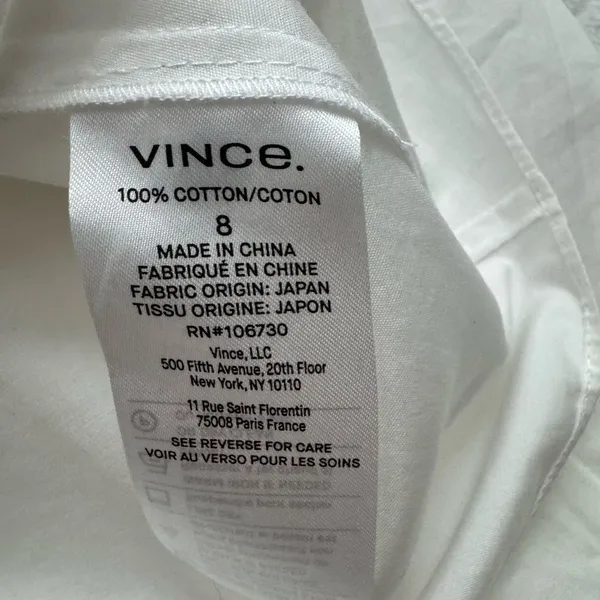 Vince White Square Neck Blouse Size 8 - Image 10