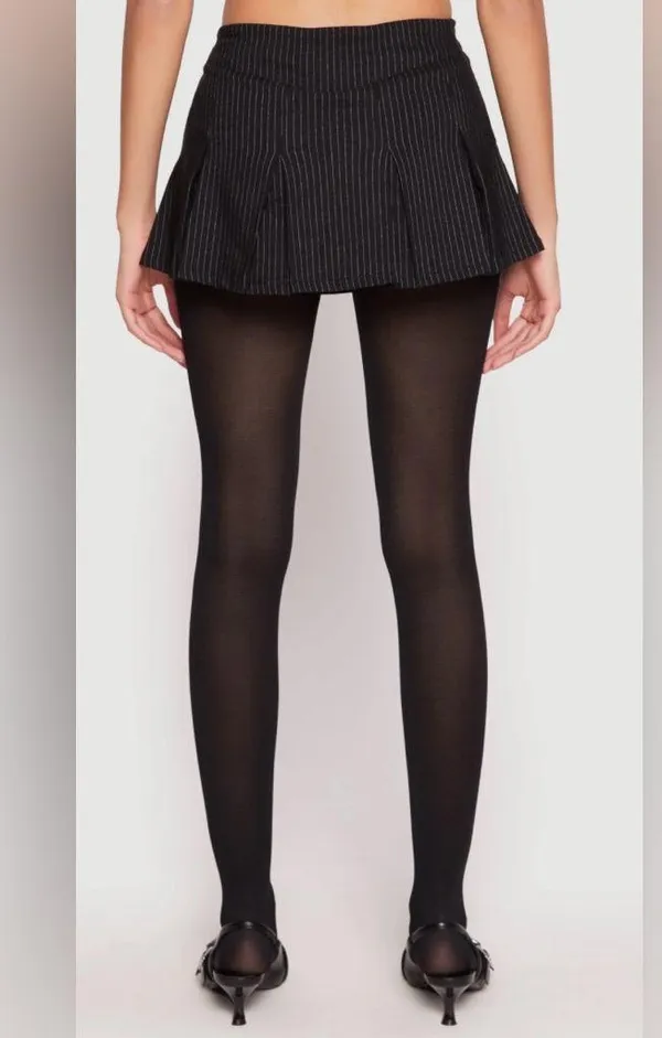 NWT Women’s Almost Famous Black Striped Mini Skort - Image 5