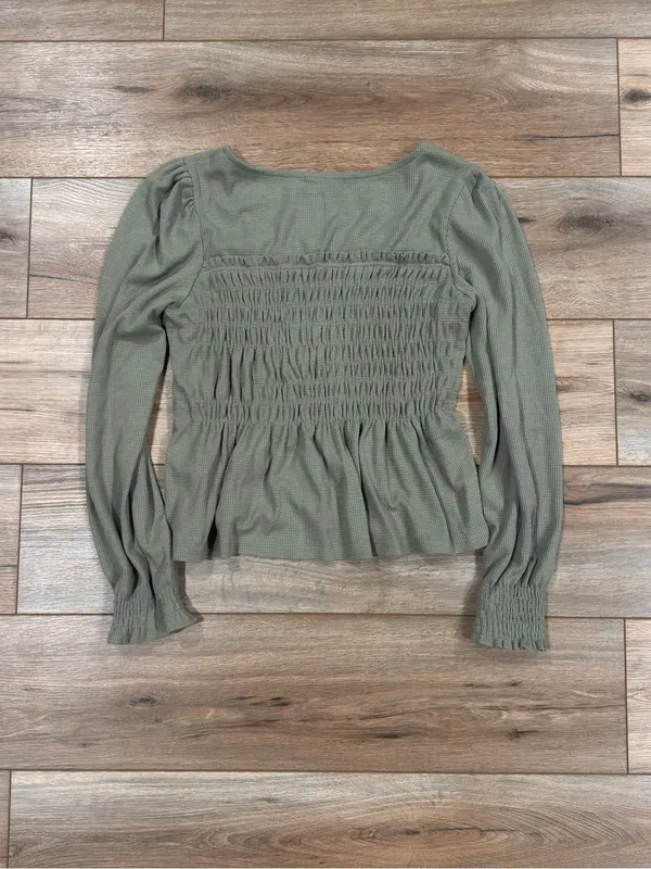 ALTAR’D STATE Fairy Pale Green Long Sleeve Pleated Babydoll Blouse | Size Small - Image 3
