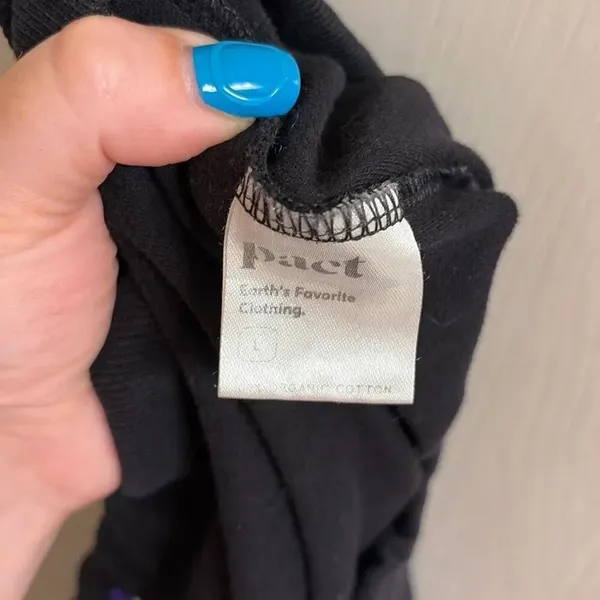 ✨Pact 100% Organic Cotton Airplane Black & Heather Colorblock Sz Large Joggers✨ - Image 5