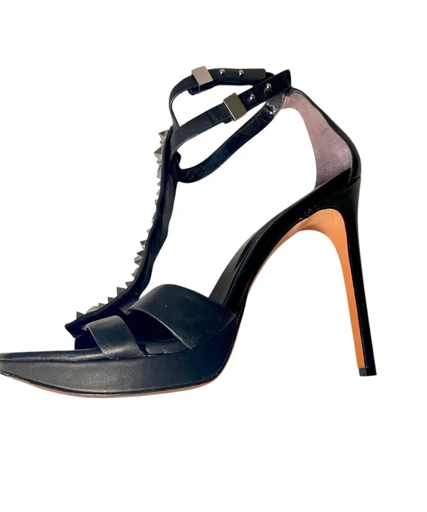 Rachel Roy Black Leather Studded Stiletto Heel Size 8.5 - Image 5