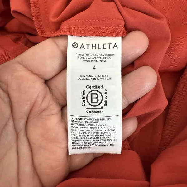 Athleta Savannah Jumpsuit Romper 4 Wide Leg Casual Current Red - Image 10