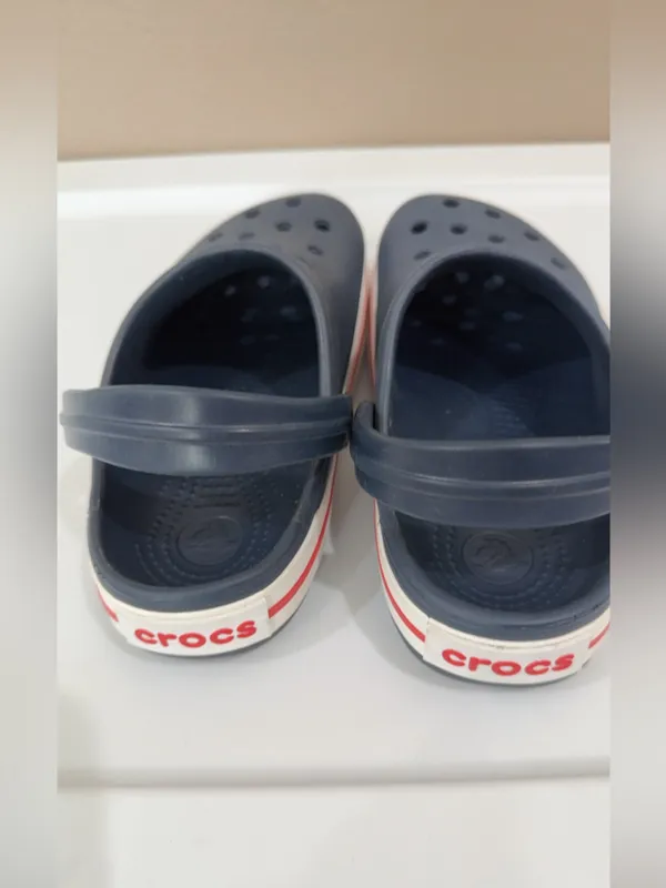 CROCS Navy Blue Classic Clog with Red-Trim Stripe - Image 4