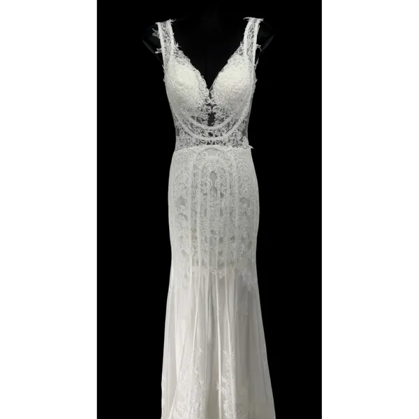Sherri Hill 50906 White Lace‎ Mermaid Gown Sz 0 NWT $450 - Image 4