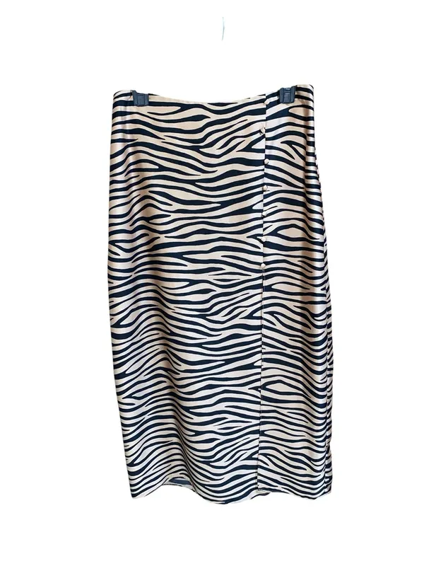 Le Lis Satin Zebra Print Slit Maxi slip Skirt Black Tan Date night Office Siren - Image 5