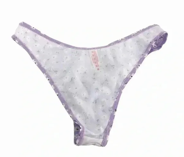 Floral Lilac Two Piece Deep Plunge Bikini Top High Waisted Bottoms Womens Medium - Image 11