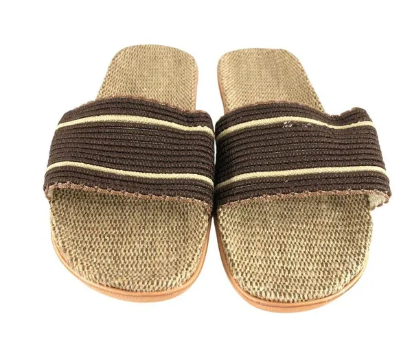 Womens Slide Sandals Lightweight Woven Brown Beige Slip On Size 40-41 US 9-10 - Image 2