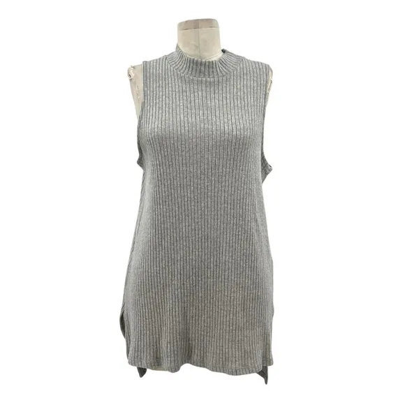 Anthropologie‎ Ro & De Rib Tunic Tank Top Sleeveless Turtleneck Gray Size Small - Image 3