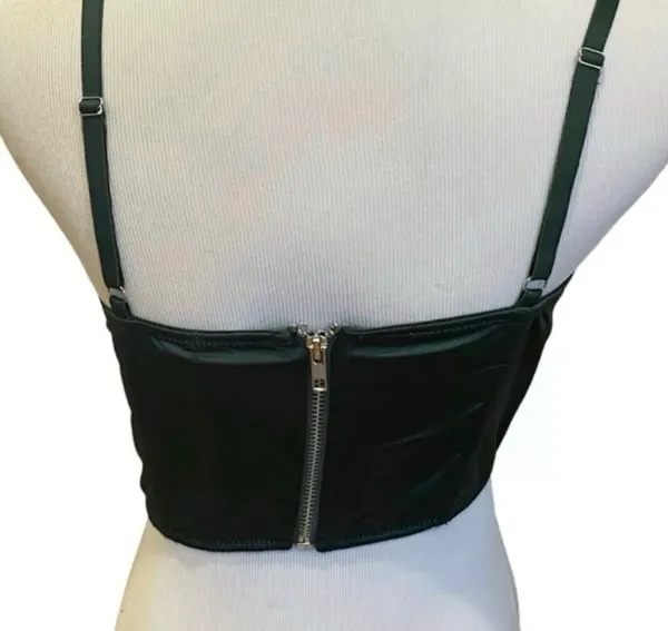 Urban Outfitters Green Satin Corset Crop Top Bustier Zip Back S Sexy Edgy - Image 6