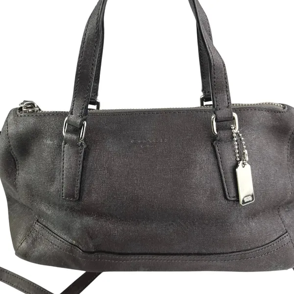 Coach Saffiano Women's Black Leather Adjustable Mini Satchel Handbag Crossboby - Image 4