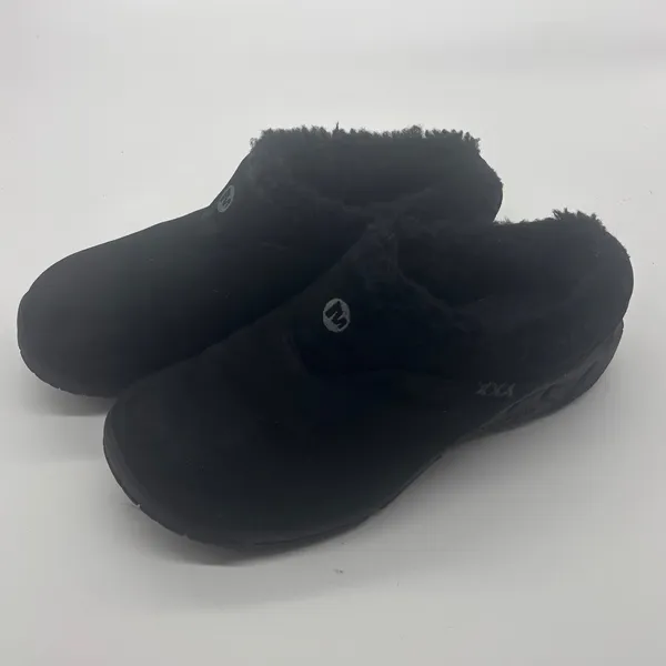 Merrell Encore Ice Black Suede Faux Fur Lined Clogs Mules Shoes Womens - Image 5