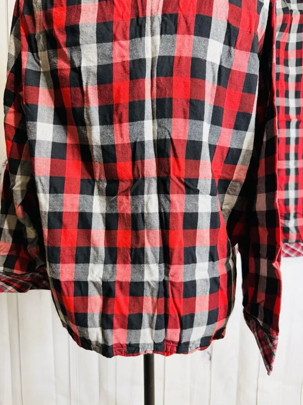 Victoria Secret Pajama Set Sz L Red Black Plaid Button Up Top Drawstring Pants - Image 7