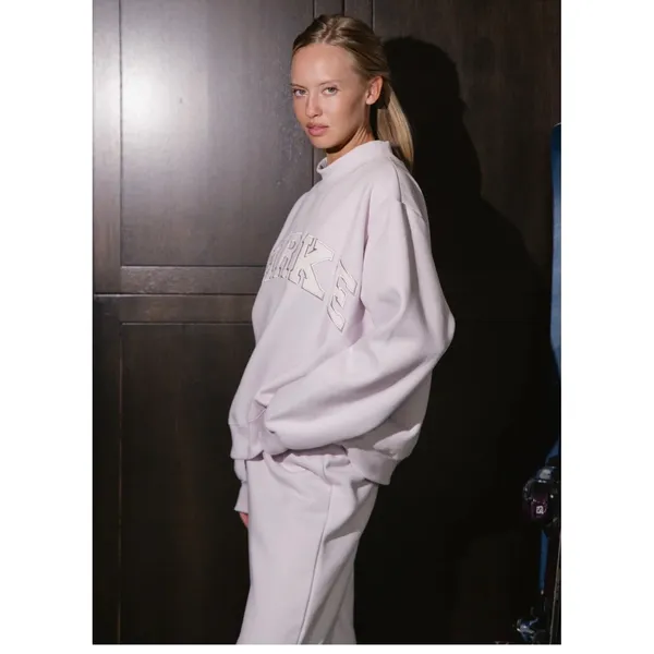Parke Oversized Mock Neck Sweatshirt Women S/M‎ Lilac+White NEW Varsity SOLD OUT - Image 3