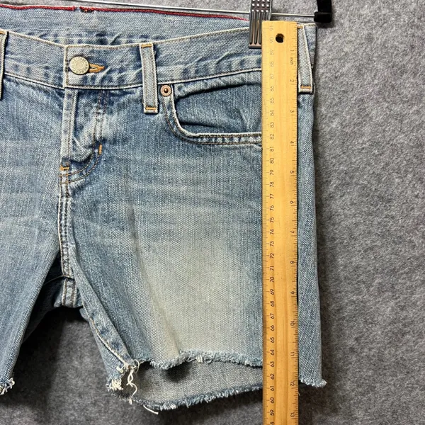Vintage Abercrombie & Fitch Denim Shorts 4R Button Fly Made in USA Raw Hem Y2K‎ - Image 4