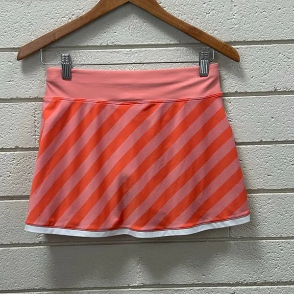 Nike Dri-FIT peach orange and pink diagonal-striped athletic skort size S - Image 7