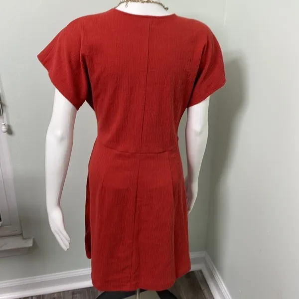 Madewell Burnt Orange Faux Wrap Dress - Image 6