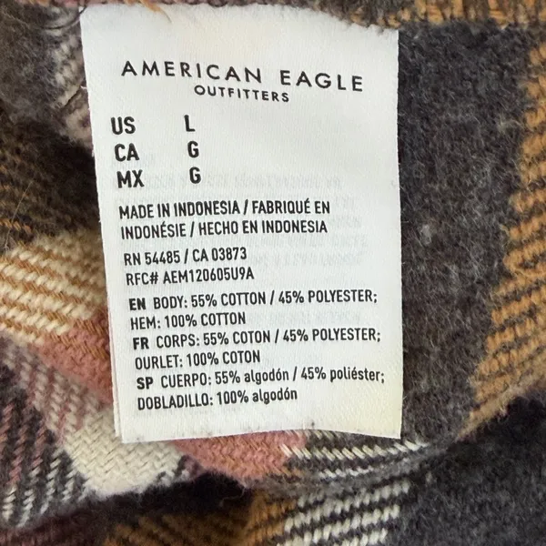 American Eagle Women’s Cozy Plaid Shacket Flannel Shirt Jacket Oversized Sz L - Image 8