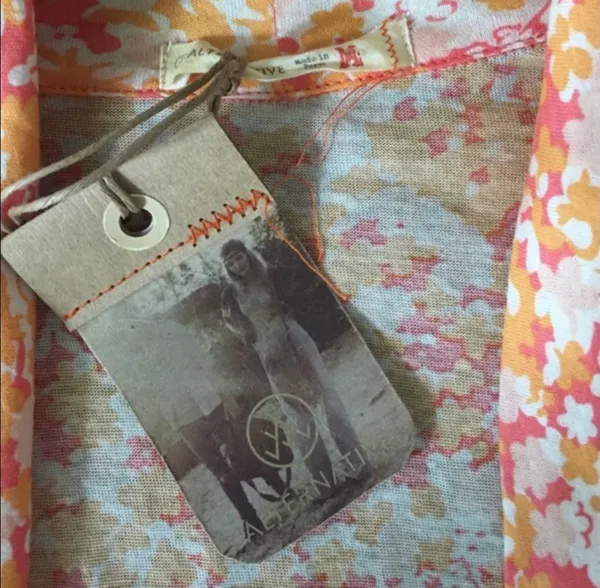 Alternative Apparel Alternative Apparel Peach-Orange Floral Open Front Kimono Wrap - Image 6