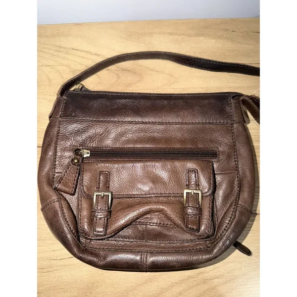 Vintage Fossil Brown Pebbled Leather Shoulder Handbag Y2K F‎ - Image 8
