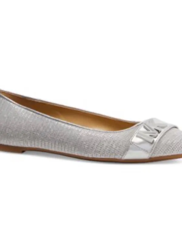 Michael Kors Silver Quilted-Trim Ballet Flats - Image 3