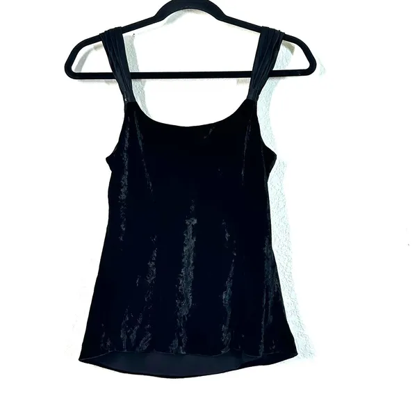 M Top Sleeveless velvet Cami Tank Top Vintage 90s Velvet Black Whimsigoth Grunge - Image 3