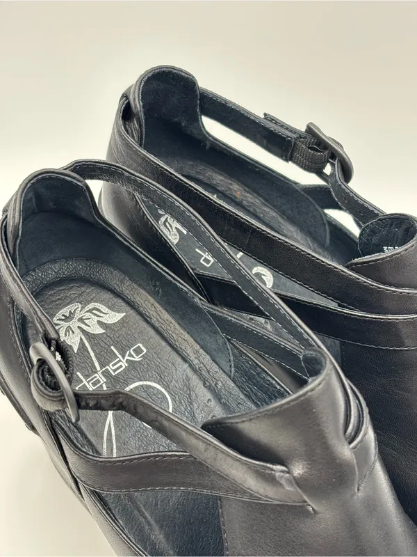Dansko Black Platform Leather Wedge Mary Jane Slingback Size 40 - Image 3