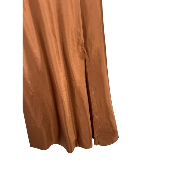 Birdy Grey Women L Rust Satin Cowl Neck Maxi Dress Bridesmaid Wedding Guest - Image 8