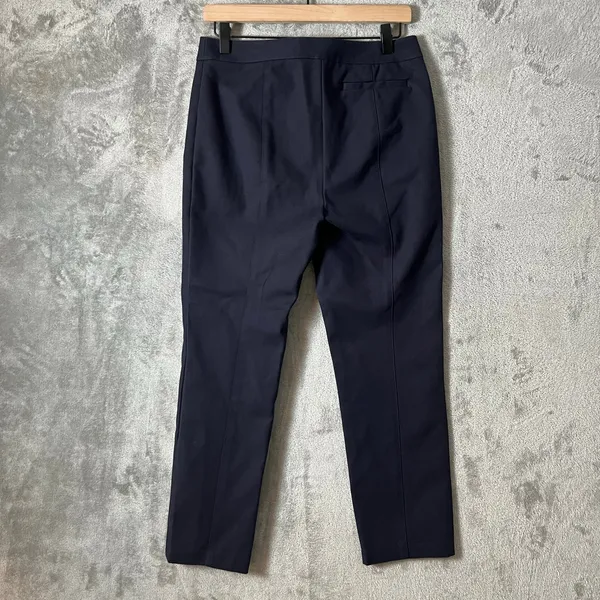 Tory Burch Cotton Mid Rise‎ Straight Leg Ankle Pants Navy Blue 6 Career Office - Image 3