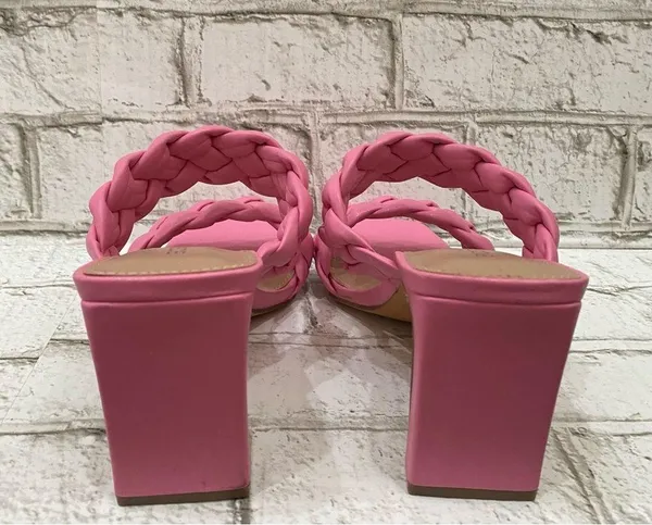 BCBGeneration Pink “Finaa” Slide Chunky Braided Woven Strap Heel Sandal Size 7 - Image 5