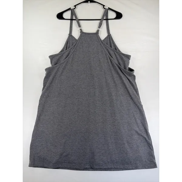 Gray Sleeveless Mini Dress Built In Short Pockets XL Heathered Jersey Athleisure - Image 9