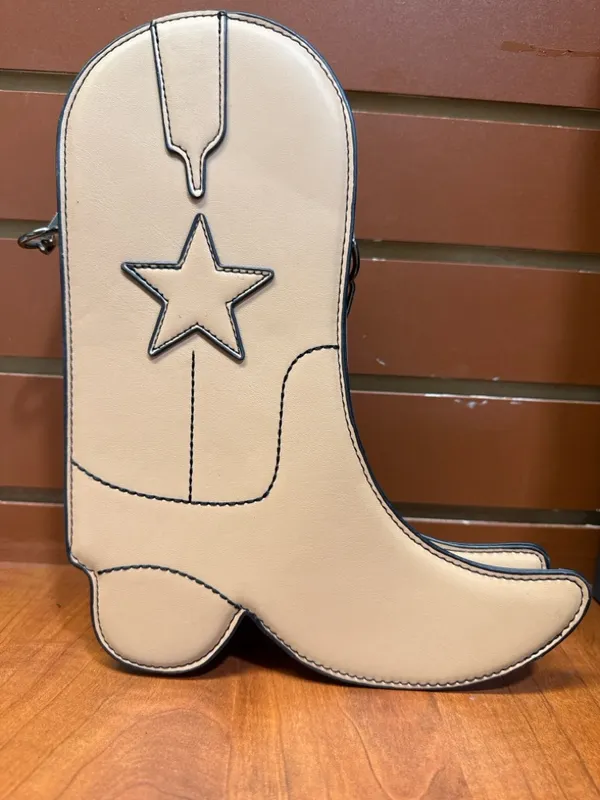 Women’s Beige Cowboy Boot Crossbody Bag – Stylish Western Purse - Image 2