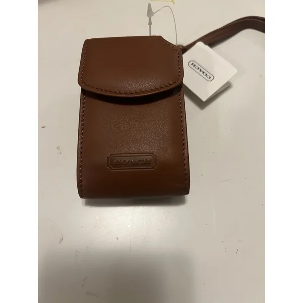 Vintage Tan Leather Coach Flip Phone Belt Carry Case Wristlet NWT - Image 2