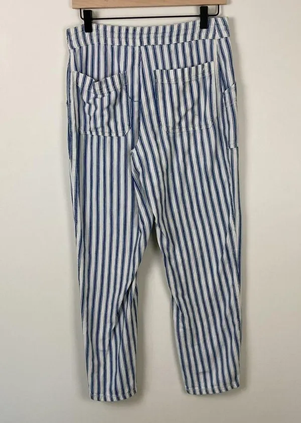 American Eagle Striped Pants Cotton Coastal Women’s Size 6 Blue White Beach - Image 8