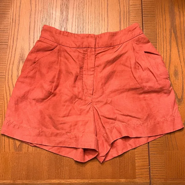 Aritzia Wilfred Fable‎ High-Rise Pleated Linen Mini Shorts Moroccan Spice Size 2 - Image 9