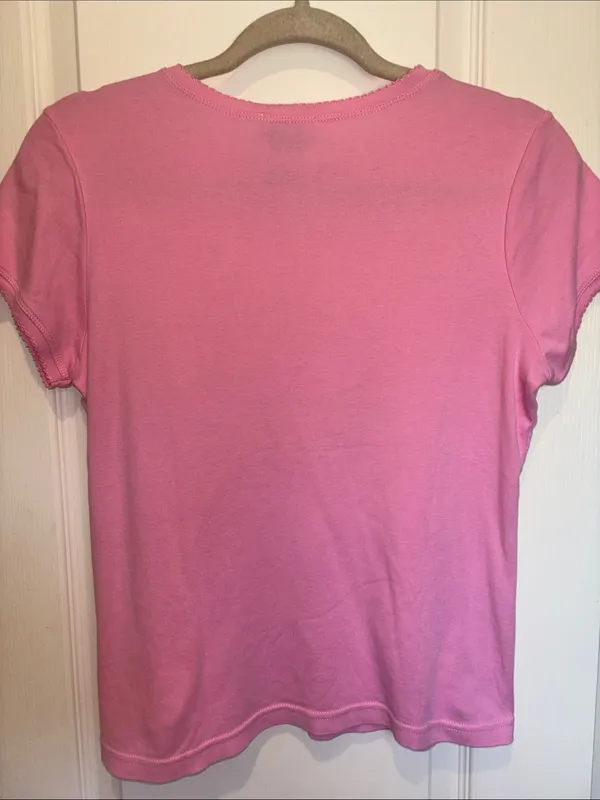 Lilly Pulitzer Pink Tee Shirt Cap Sleeves Size Xl Preloved Good Condition - Image 2