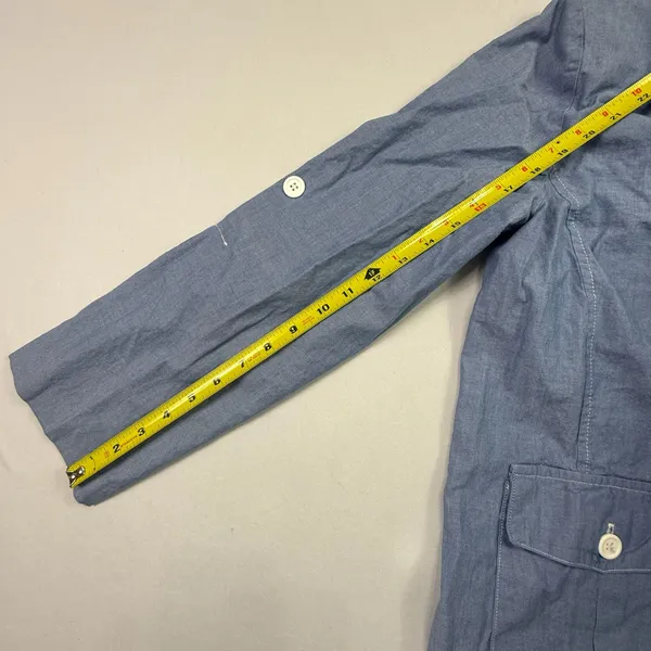 Lew Magram Collection Blue Button Front Safari Jacket with Roll-Tab Sleeves - Image 9