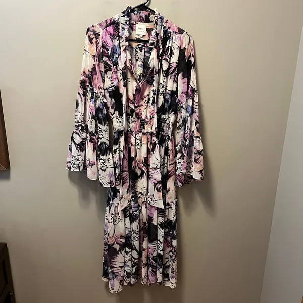 MISA Floral Boho Romantic Midi Slit Dress Flowy Garden‎ Party Whimsical Fairy SM - Image 2