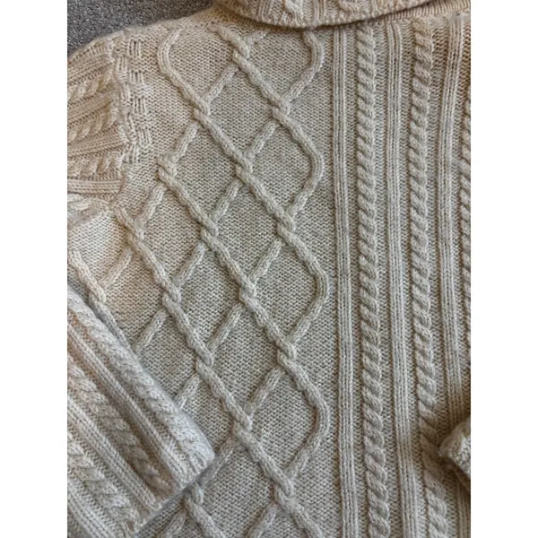Carraig Donn Cardigan Sweater Cream Merino Wool Aran Knit Irish Fisherman - Image 4