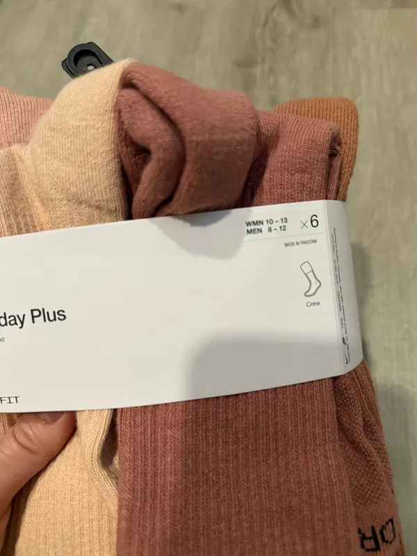 Nike Dri-Fit pink, beige, brown crew socks - Image 5