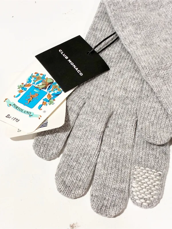 Club Monaco Portolano Ribbed Grey Glove Wool Blend NEW - Image 2