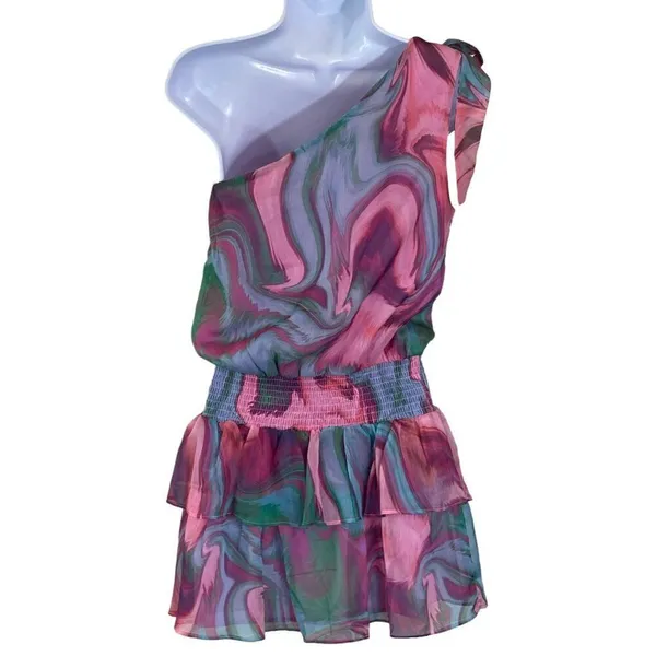 Amanda Uprichard Womens McKinley Mini Dress | XS | Mystic Print | One Shoulder - Image 2