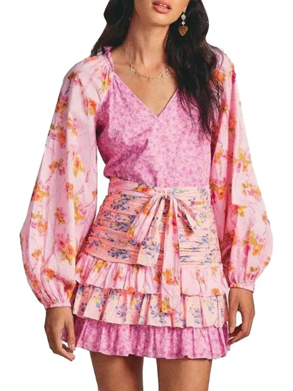 LoveShackFancy Rina Floral Ruffle Dress Size 2 Pink - Image 4