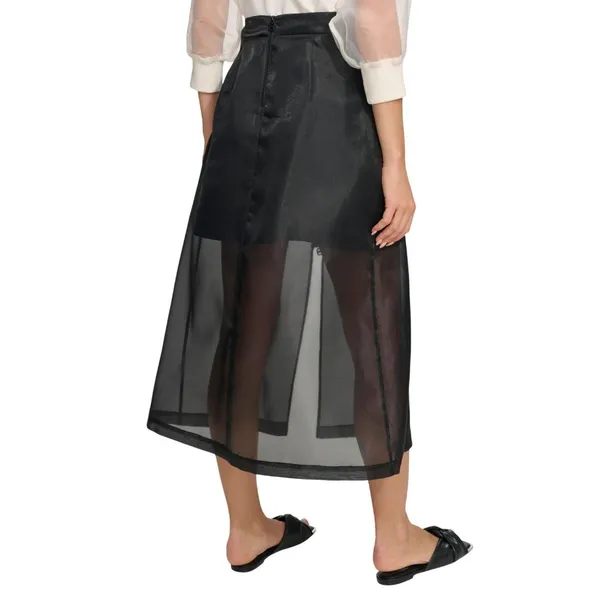 NWT DKNY Womens Organza Cargo Skirt Sheer P4BNUWEN Black 2 - Image 2