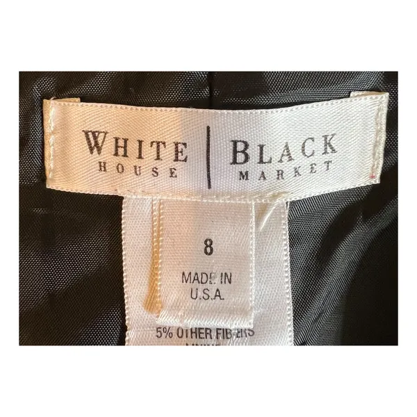 White House Black Market Skirt Size 8 Black White Pencil Lace Hem Lined Career - Image 2