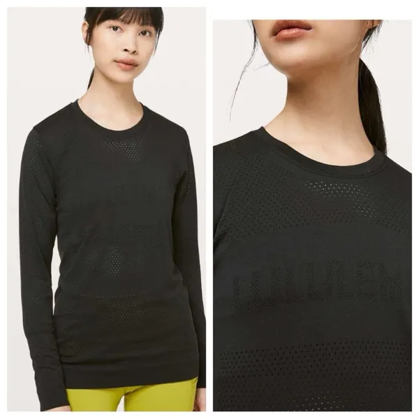 Rare Lululemon Breeze by long sleeve Lululemon across chest black size 4 - Image 3
