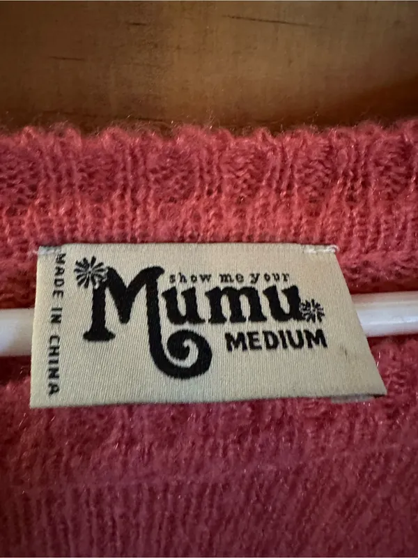 Show Me Your MuMu Coral Pink Floral Distressed Crewneck Sweater Size medium - Image 4