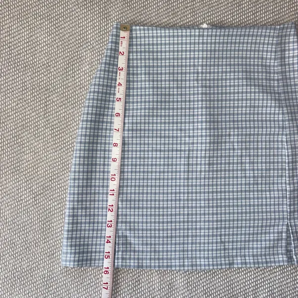Brandy Melville Light Blue Plaid Check Cara Slit Skirt Preppy OneSize - Image 6