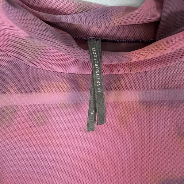 By Anthropologie Size-XL Women Tie-Dye Mesh Turtleneck‎ Top Pink Purple - Image 3